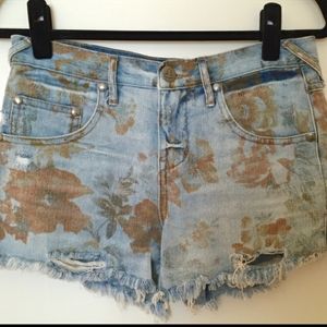 Free people floral denim shorts